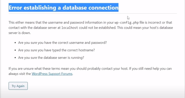 Database Connection Error